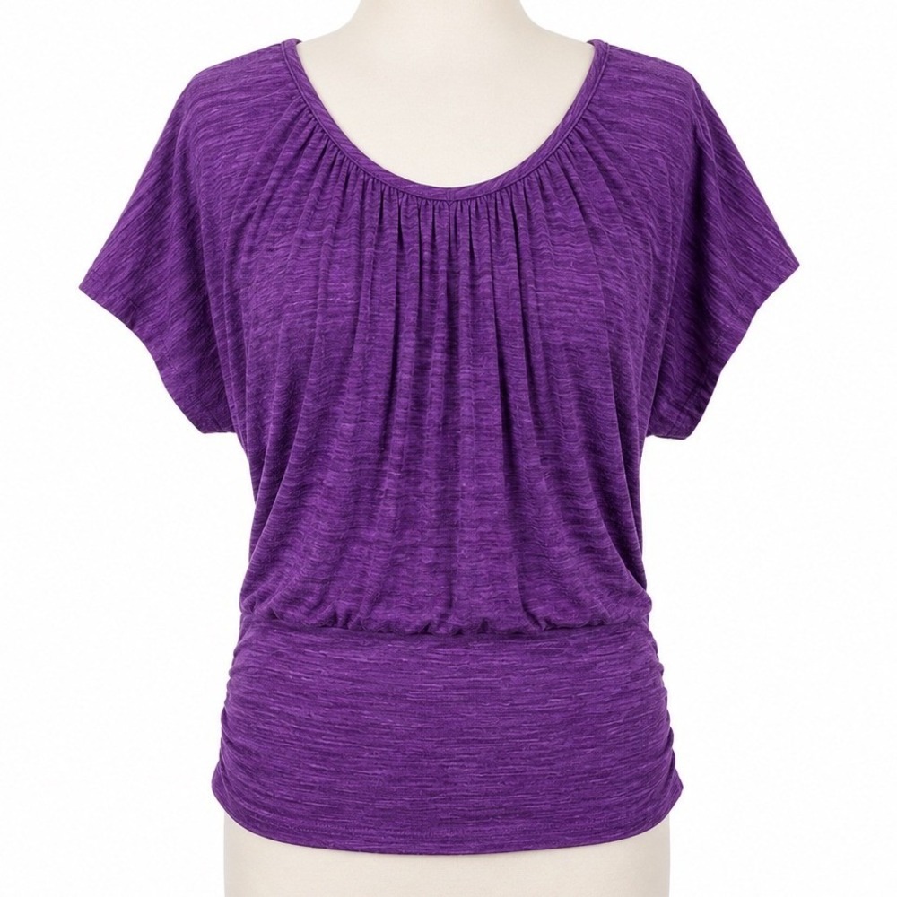 Purple Blouson Top Ruched Waist Dolman Sleeve Blouse Medium Trixxi Soft Girl